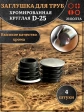 Заглушка для труб круглая d-25 мм хромированная, 4 шт.