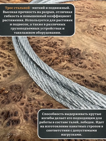 Трос стальной d2 оцинкованный без оплетки, 10 метров фото 5