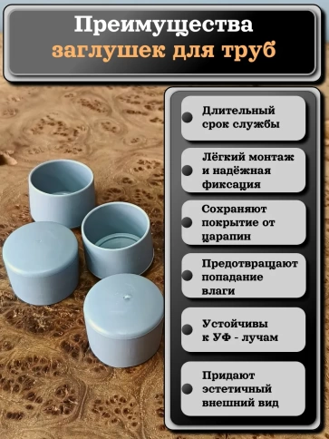 Заглушка для труб наружная круглая d 30 мм серая, 4 шт фото 2