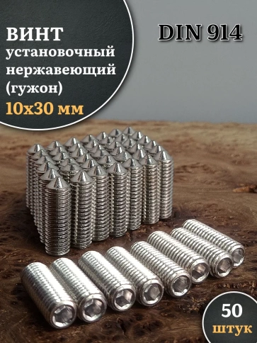 Винт установочный нержавеющий 10х30 DIN914 (гужон) фото 1