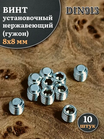 Винт установочный нержавеющий 8х8 DIN913 (гужон) фото 6
