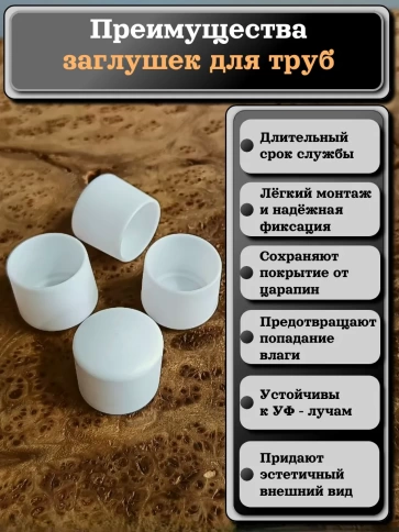 Заглушка для труб наружная круглая d 25 мм белая, 4 шт фото 3