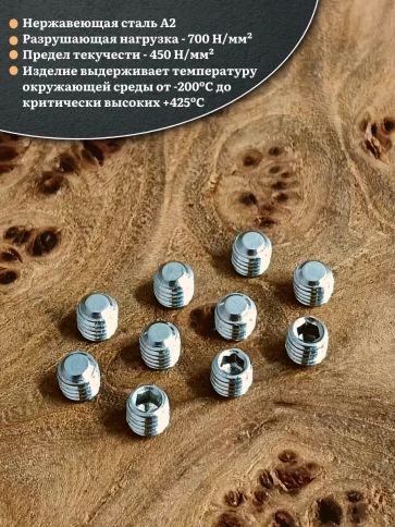 Винт установочный нержавеющий 3х4 DIN913 (гужон) фото 3