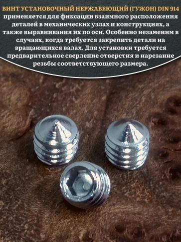 Винт установочный нержавеющий 5х5 DIN914 (гужон) фото 7