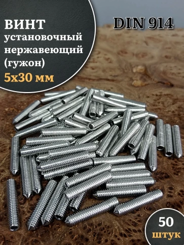 Винт установочный нержавеющий 5х30 DIN914 (гужон) фото 1