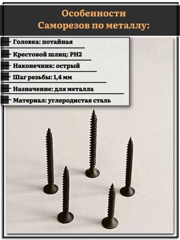 Саморезы черные по металлу М3,5 мелкая резьба набор 2 (250шт) фото 2