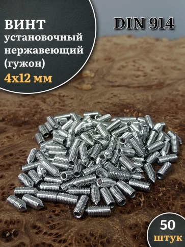 Винт установочный нержавеющий 4х12 DIN914 (гужон) фото 1