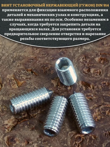 Винт установочный нержавеющий 4х8 DIN914 (гужон) фото 4