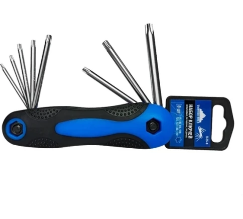 Набор ключей имбусовых T9-Т40 8 шт. складных звездочек VERTEXTOOLS фото 1
