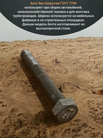 Болт без покрытия 12х120 мм ГОСТ 7798, 10 шт. фото 4