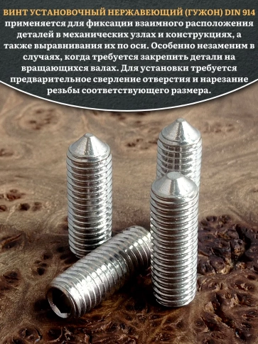 Винт установочный нержавеющий 10х30 DIN914 (гужон) фото 4
