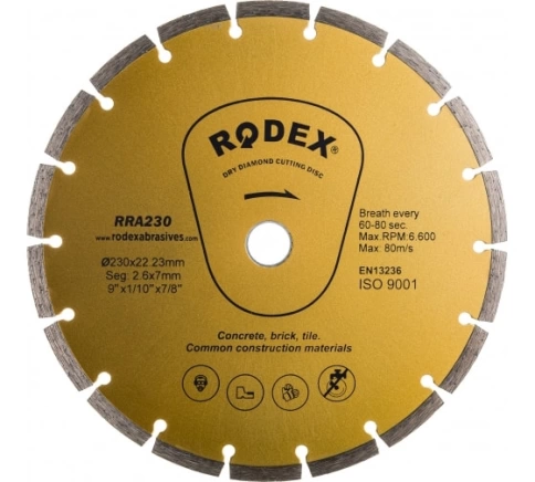 Диск алмазный отрезной Rodex 230 мм фото 1