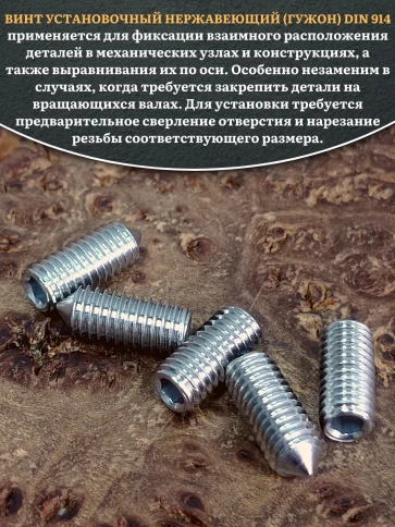 Винт установочный нержавеющий 6х8 DIN914 (гужон) фото 8