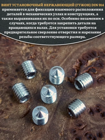 Винт установочный нержавеющий 5х6 DIN914 (гужон) фото 4