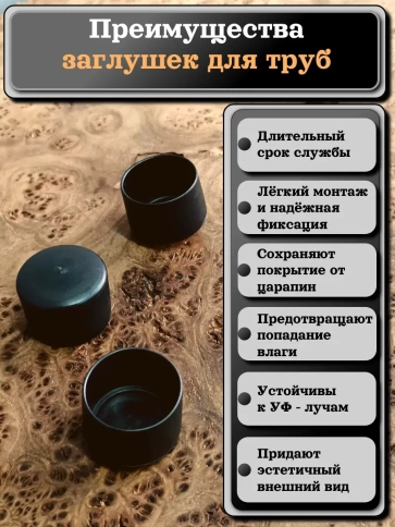 Заглушка для труб наружная круглая d 35 мм черная, 4 шт фото 3
