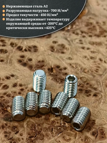 Винт установочный нержавеющий 4х12 DIN913 (гужон) фото 7