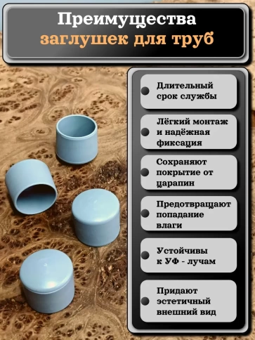 Заглушка для труб наружная круглая d 20 мм серая, 50 шт фото 2