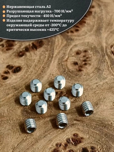 Винт установочный нержавеющий М4х5 DIN913 (гужон), 10 шт. фото 3
