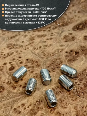 Винт установочный нержавеющий 3х10 DIN913 (гужон) фото 7
