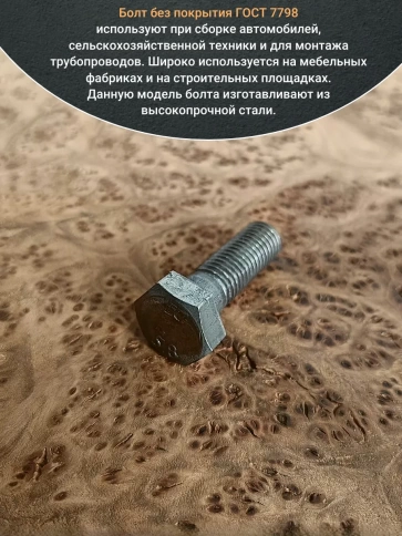 Болт без покрытия 8х20 мм ГОСТ 7798, 10 шт. фото 4
