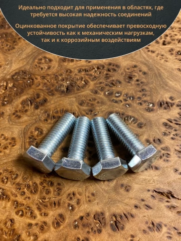 Болт высокопрочный оцинкованный М10х40 к.п.8.8 DIN933(10 шт) фото 4