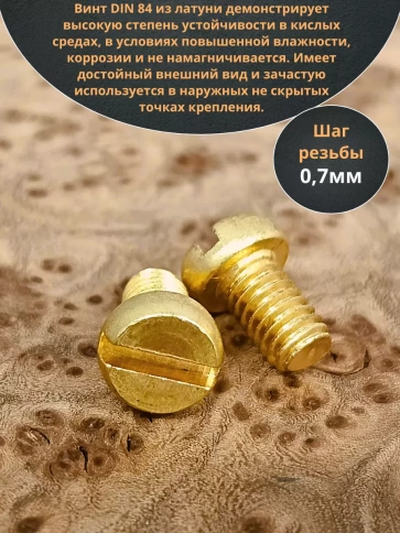 Винт 4х12 латунный с цилиндрической головкой DIN84,10 шт фото 4