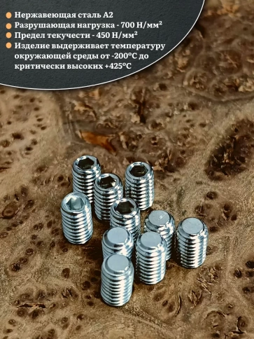 Винт установочный нержавеющий 3х12 DIN913 (гужон) фото 7