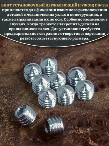 Винт установочный нержавеющий 5х5 DIN914 (гужон) фото 4