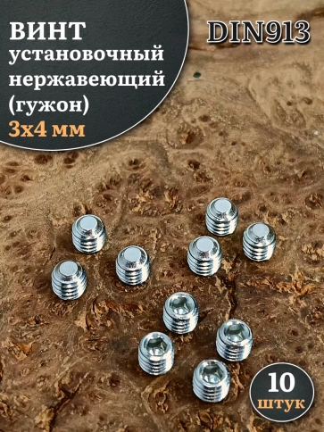 Винт установочный нержавеющий 3х4 DIN913 (гужон) фото 6