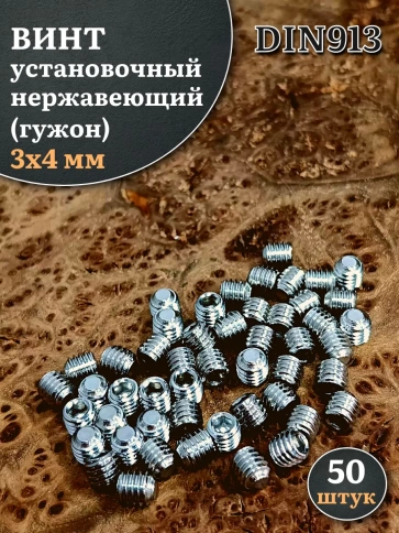 Винт установочный нержавеющий 3х4 DIN913 (гужон) фото 1
