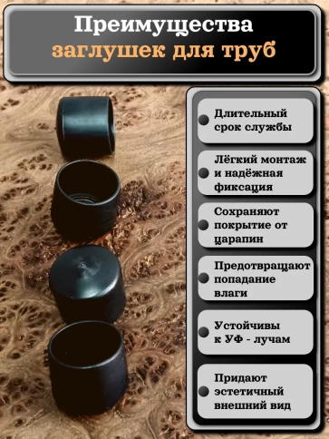 Заглушка для труб наружная круглая d 25 мм черная, 20 шт фото 3