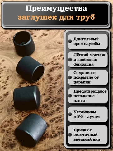 Заглушка для труб наружная круглая d 14 мм черная, 4 шт фото 3
