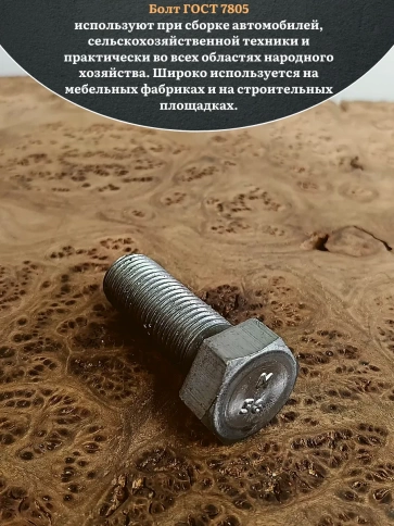 Болт без покрытия 16х50 мм ГОСТ 7805, 10 шт. фото 4