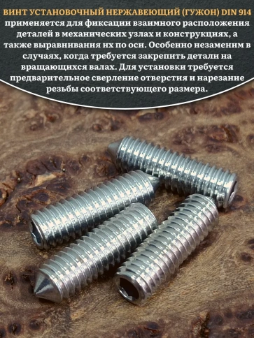 Винт установочный нержавеющий 5х20 DIN914 (гужон) фото 4